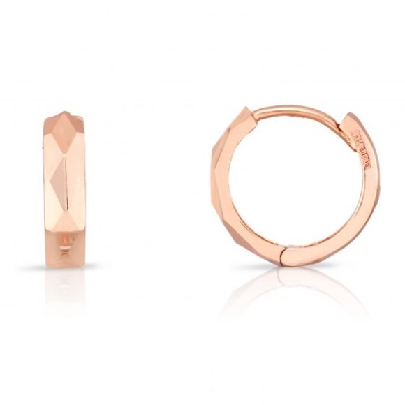 Rose Gold12.9mm Diamond Cut+Polished Circle Huggie